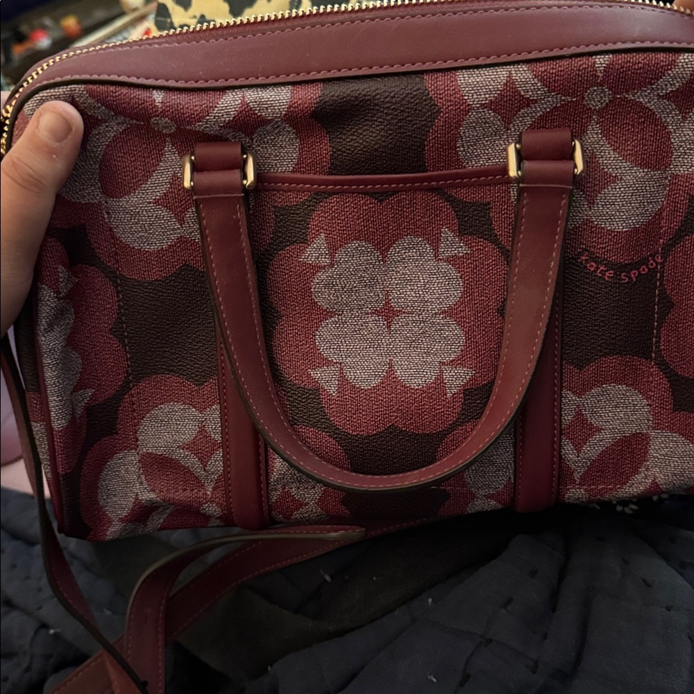 Kate Spade Maroon and Gray Patterned Satchel - Picture 3 of 3